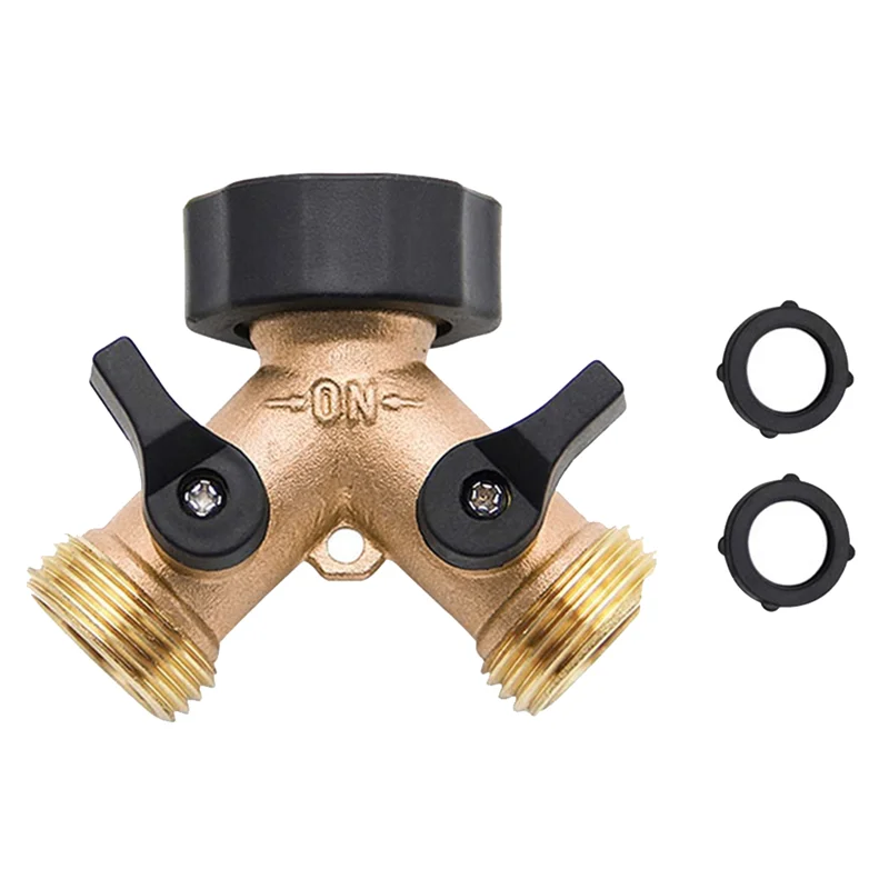 Brass 2-Way Garden Tap Female 3/4 Y Irrigation Valve Water Splitter Quick Connector Garden Hose Splitter