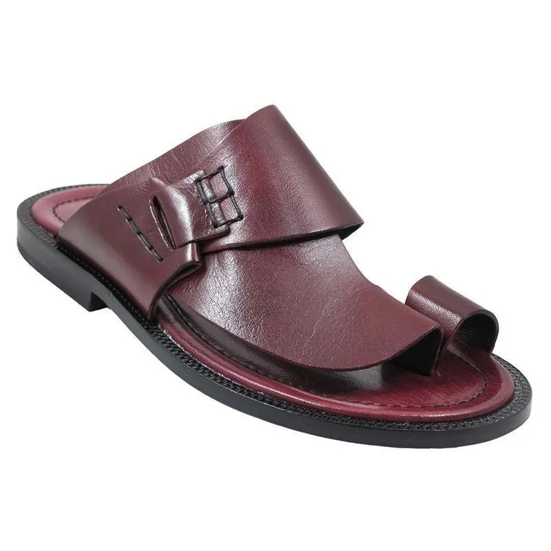 Men's European and American sandals retro toe cover toe design flat-bottomed slippers summer outdoor casual beach shoes