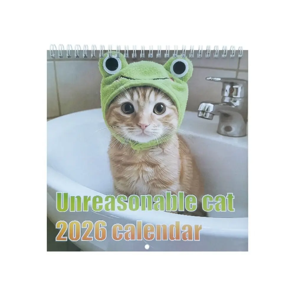 

Один месяц, чтобы просмотр. Календарь для кошек на 2026 года. Очаровательная шляпа с лягушачьим глазом. Расписание кошек. Ежемесячный и ежедневник. Планировщик заметок. Ежемесячный календарь.