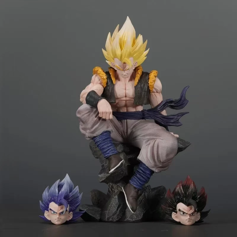 23cm Anime Dragon ball Z Three heads Gogeta Sitting position Action Figure Model  Gift