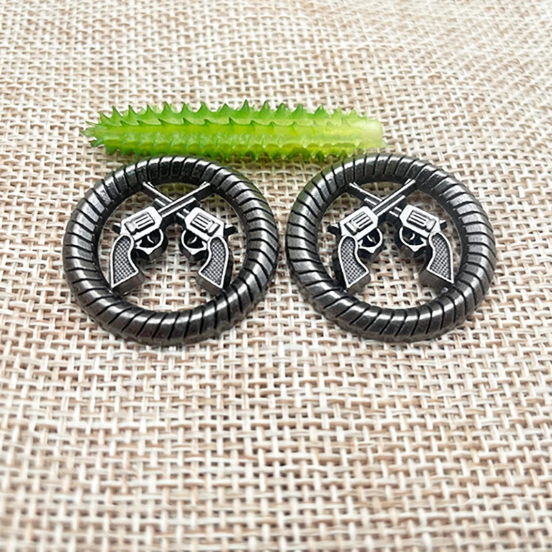 5Pcs 29mm Two Guns Conchos for Leather Decorative Conchos Buttons Metal Stud Screw Back Rivet DIY Creativity Product Accessories