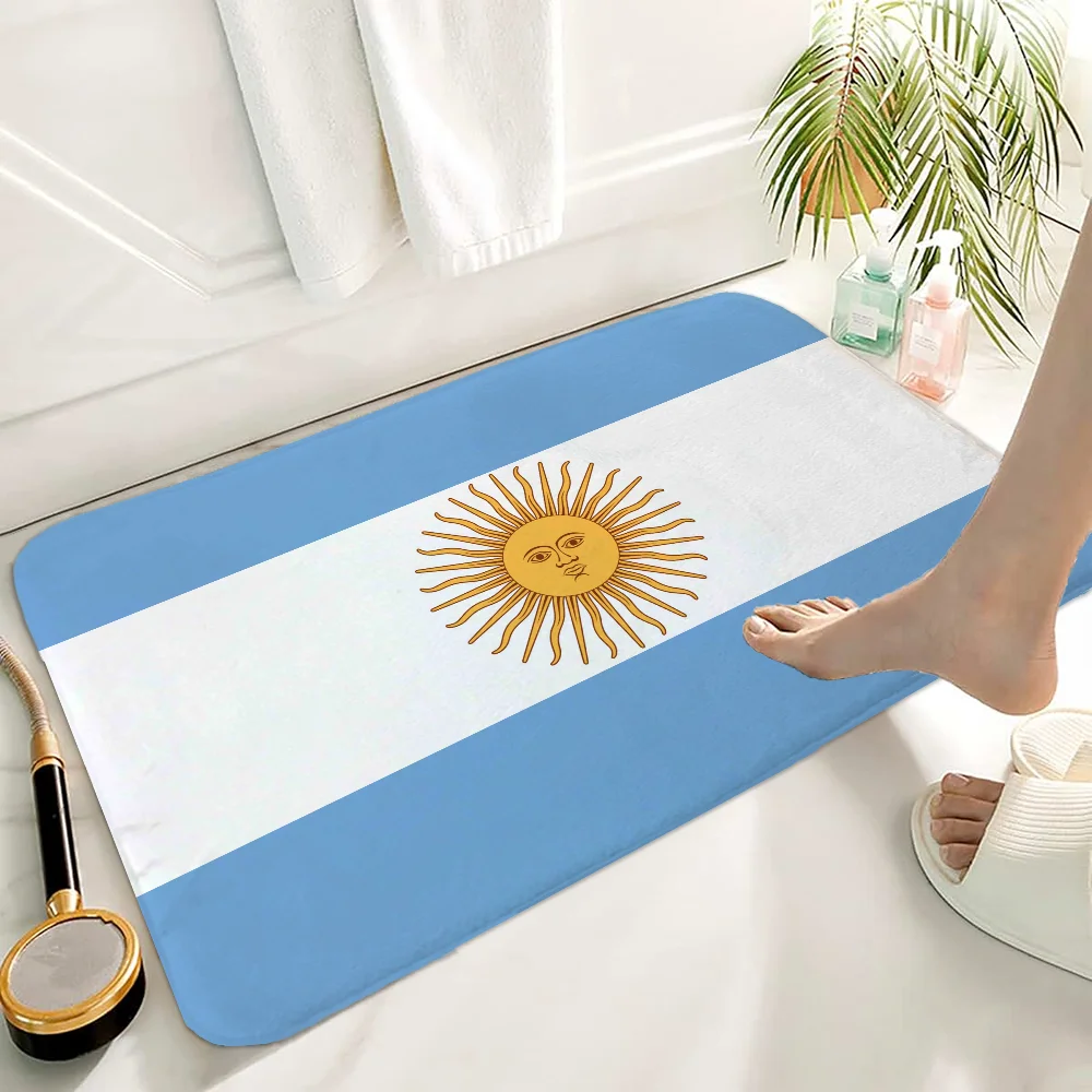 Bath Mat Rug Bathroom Foot Mat Non-slip Mat Small Floor Mats Door Mat Argentina Flag Entrance Carpet for Kitchen Carpets Rugs