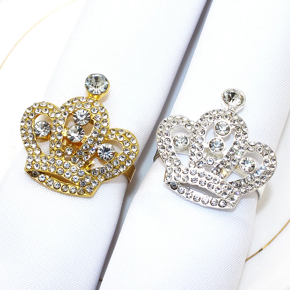 

12 шт./лот Корона с бриллиантом Кольцо для салфеток Отель Западный ресторан Пряжка для салфеток Украшение домашнего стола Кольцо для салфеток