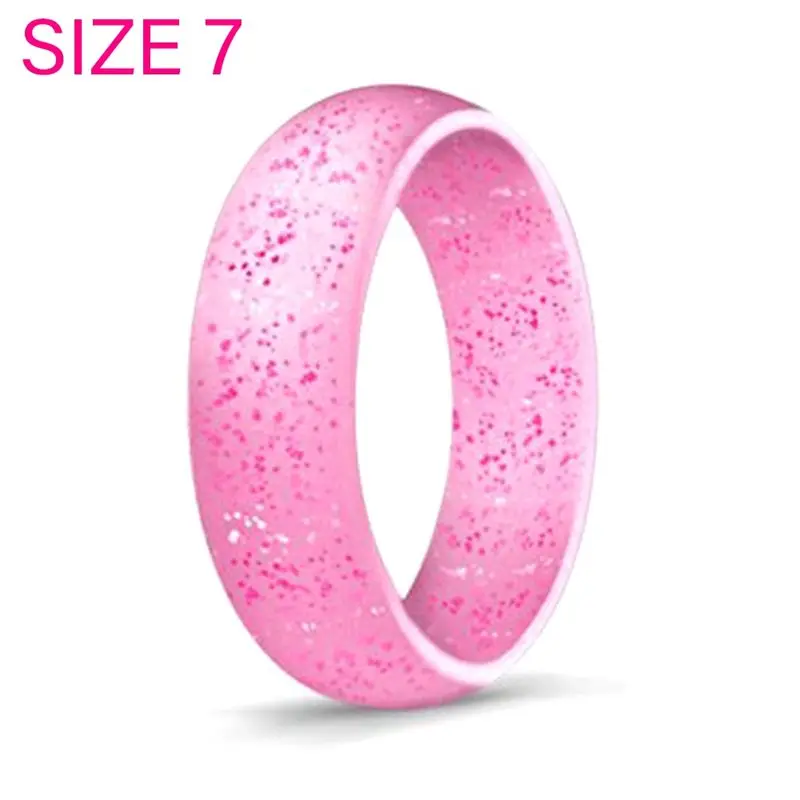 【COUPON!】{0}5.7mm Popular for Women Silicone Cool Rings Silicone Wedding Ring Environmental Pink Outdoor Sports RingX2 7