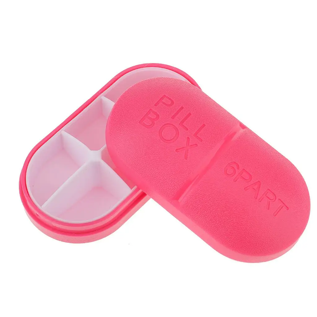 2-6pack 1pc Travel Pill Box Medicine Tablet Storage Vitamine Organiser Rose red