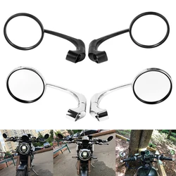 2PCS Motorcycle Round L-Bar End Rearview Side Mirrors 8mm 10mm Adjustable Aluminum For Universal Cafe Racer Scooter Accessories