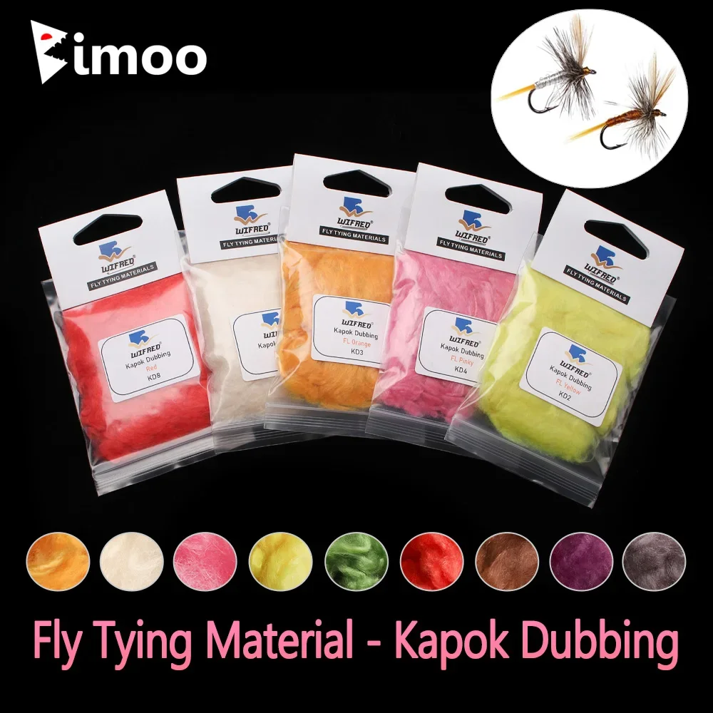 Bimoo 2Packs/3Packs Mix Kapok Dubbing Fly Tying Material Soft Buoyant Fiber Floating Dub For Dry Fly Nmyphs Trout Fishing Lures