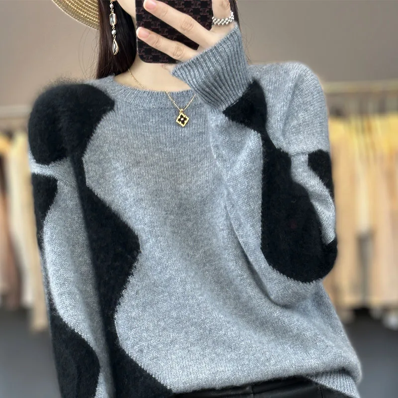 Winter Woman\'s Sweaters Female Pullover Long Sleeve O-Neck Thick Casual Jumper Cashmere Sweater Coat Clothes 100% Wool Knit Tops