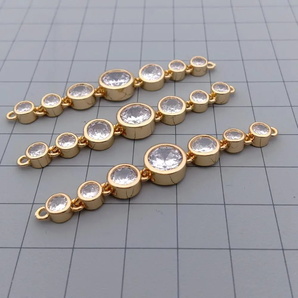 10 PCS 10x58mm Coin Shape Cubic Zirconia Pave Connector For DIY