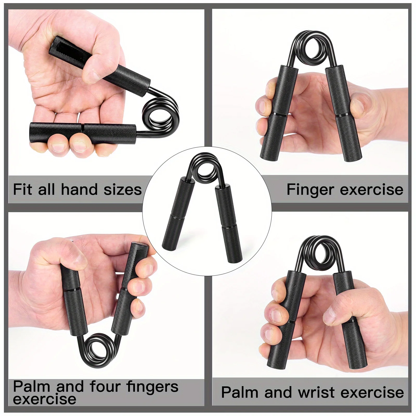 6Pcs/set A Type Grip Strength Trainer Metal Aluminum Hand Grip Strengthener Ergonomic Design Finger Forearm Trainer