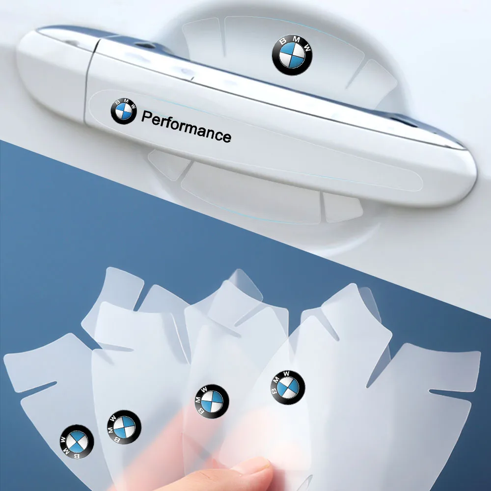 8PCS Transparent Car Door Handle Protector Film Sticker Auto Bowl Anti-scratch Stickers Decals For BMW M Performance M3 M5 M6 X5