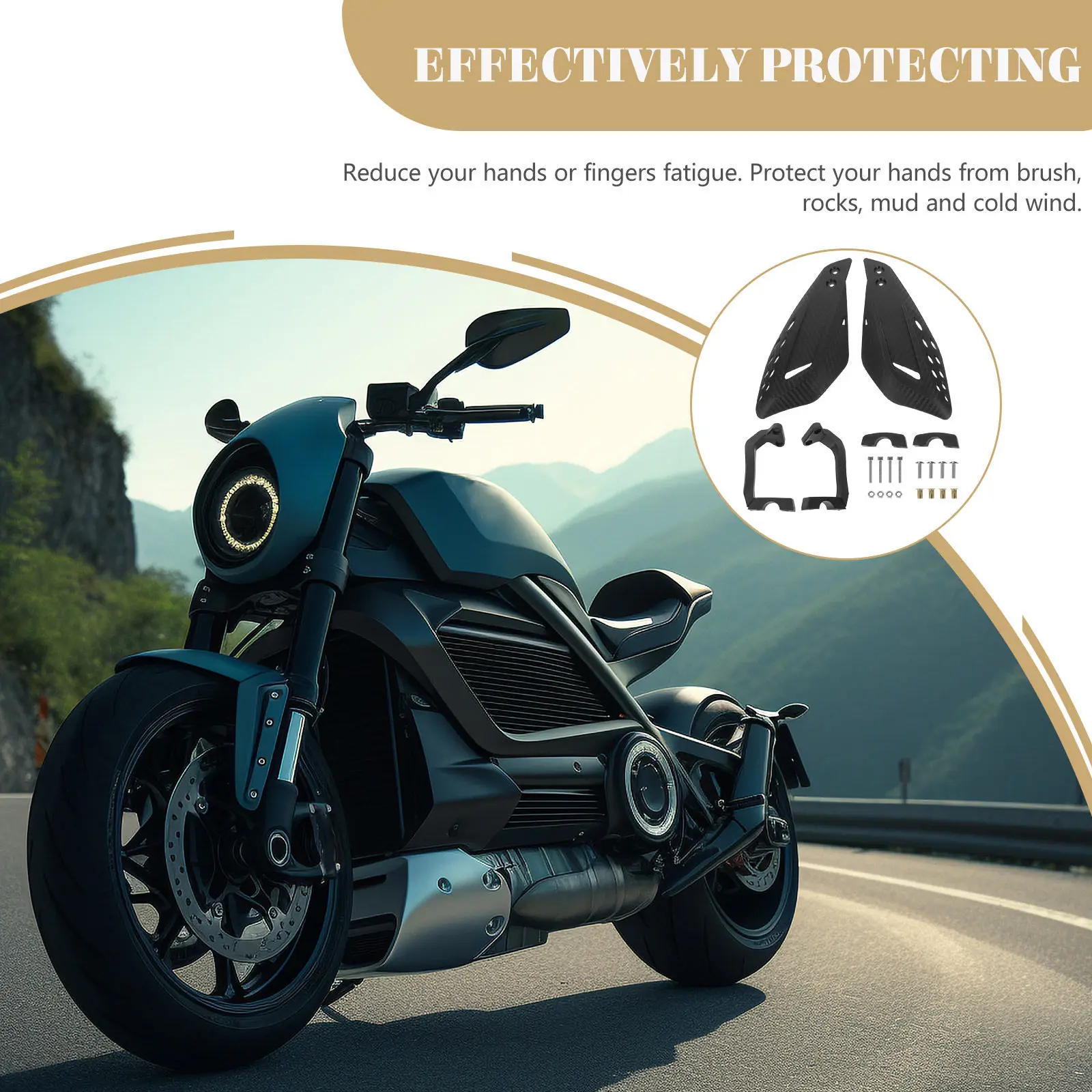 

2Pcs Motorbike Hand Guard Cover Windproof Handlebar Protection Gear for Motorcycle Riders Sturdy Discoloration- Sand
