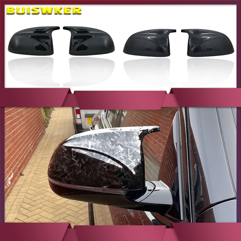 2Pcs Glossy Black carbon pattern Rear Side View Mirror Covers Shell Replacement For BMW X3 G01 X4 G02 X5 G05 X6 G06 X7 G07