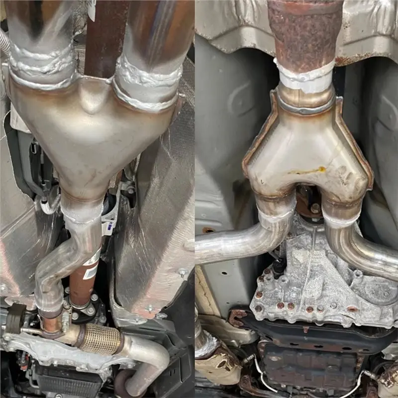 المزدوج العادم نصائح سيارة العادم Y الأنابيب منفذ مزدوج الخمار تلميح 409 الفولاذ المقاوم للصدأ 3-Way الأنابيب سيارة الذيل 51 63 76 مللي متر A3