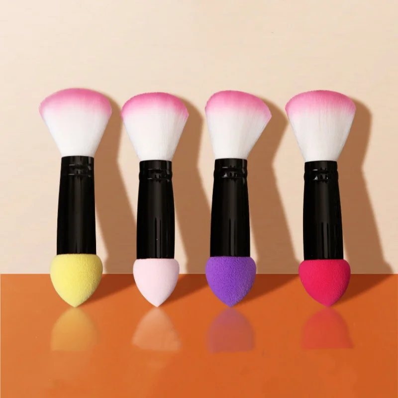 1 brocha profesional para colorete de doble punta, esponja de maquillaje para mujer, pluma cosmética Imagic para esponjas en polvo, brochas para colorete y base