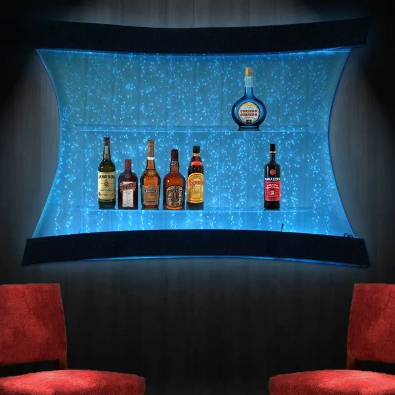 home bar furniture remote control LED light color changing water bubble wall mounted wine bar cabinets