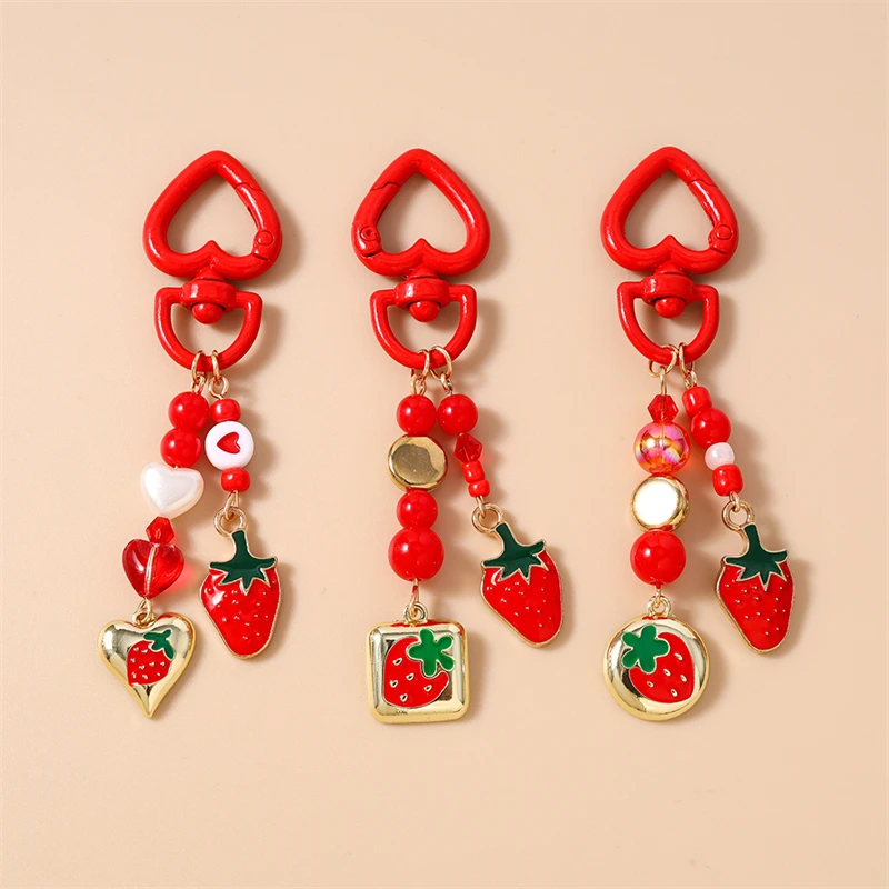 Modische Frucht-Kirsch-Schlüsselanhänger, Emaille-Herzanhänger, Schlüsselringe für Damen und Herren, Autoschlüssel, Handtaschen-Schlüsselanhänger, Accessoires, DIY-Geschenke – Detail 30