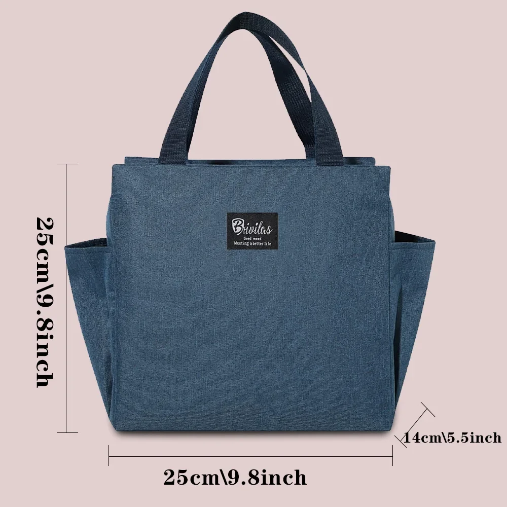 Simple Daily Lunch Bag with Side Open Pockets, Food Box & Sundry Organizer for School, Work and Weekend Trips