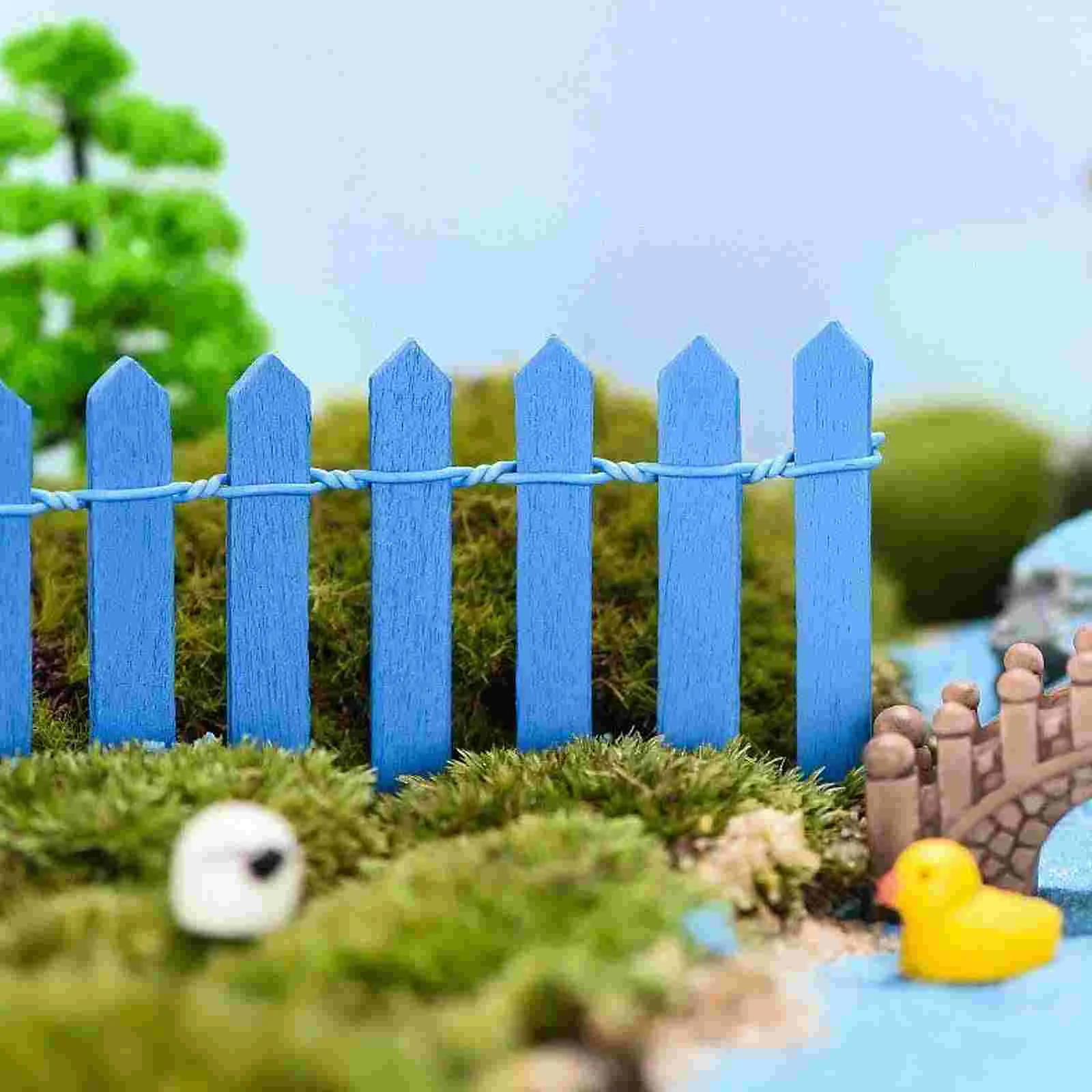 10 Pcs Mini Flower Pots Grass Fence Small Toy Micro Landscape Garden Miniature Yard Wood Fences Toys