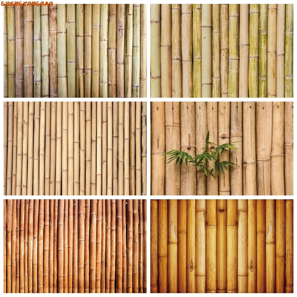 Rustic Bamboo Background for Photography Old Brown Wooden Board Wood Texture Fence Baby Adult Portrait Backdrops Photo Studio