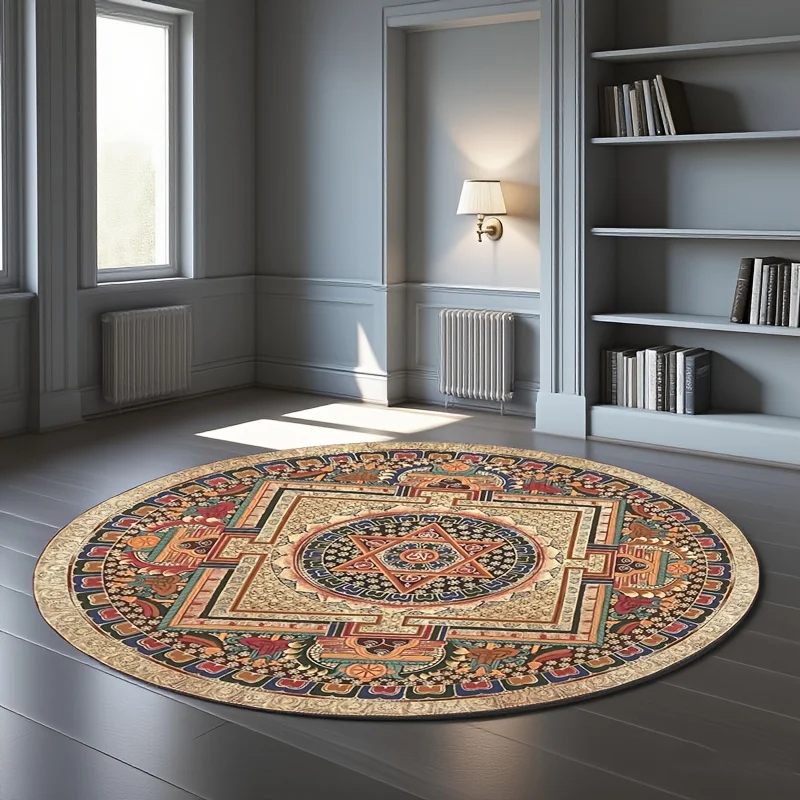

Хрустальный бархатный коверBoho Mandala Round Area Mat — мягкий коврик, который можно стирать в машине, ярко-красный, синий, золотой, зеленый, фиолетовый, черный