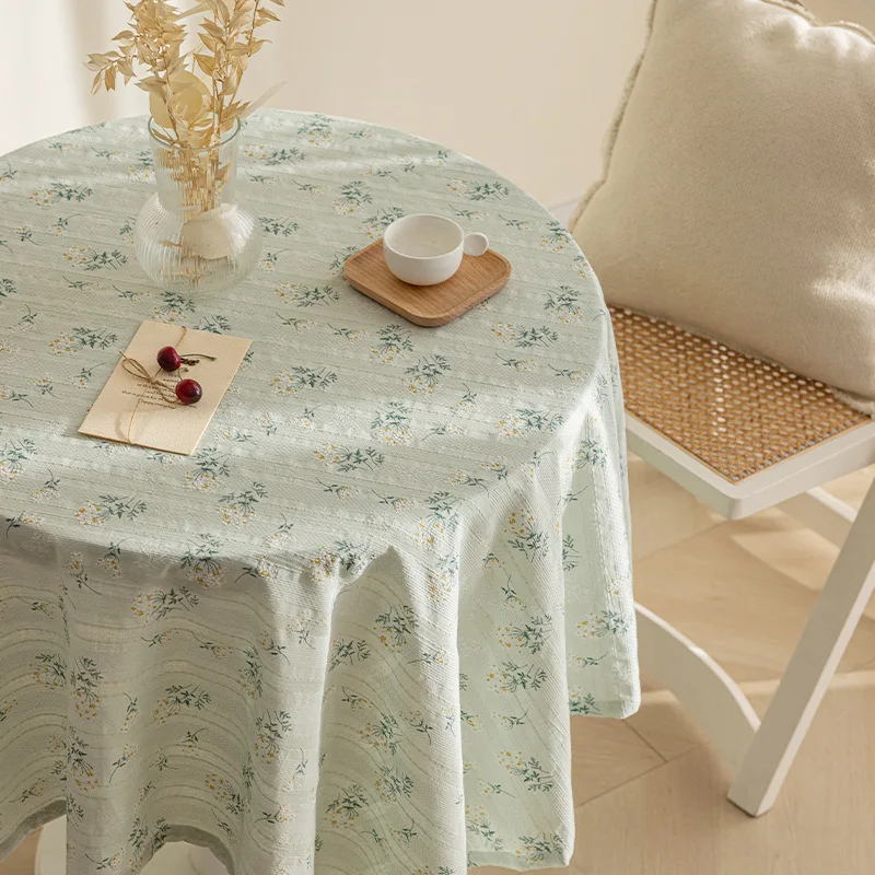 Korean Style Daisy Tassels Cotton Floral Tablecloth,Tea Table Decoration,Rectangle Table Cover For Kitchen Wedding Dining Room