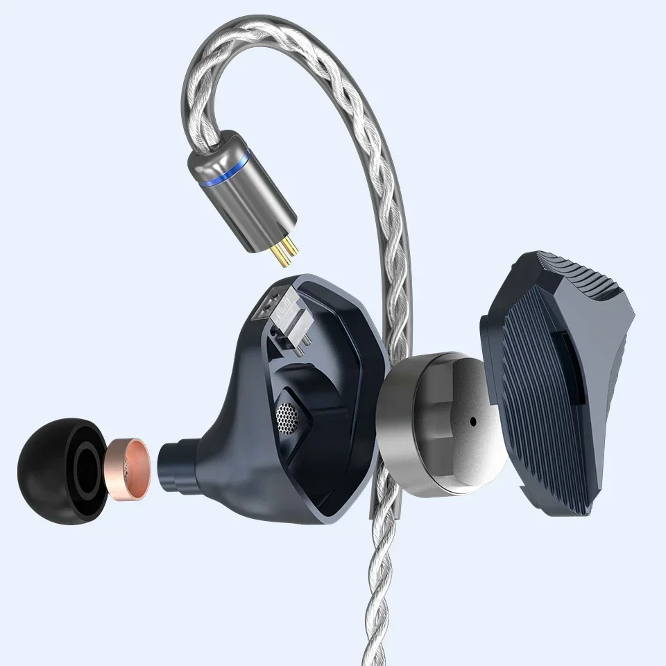 Hidizs MP145 Ultra-duże płaskie magnetyczne przewodowe słuchawki douszne hi hi ems monitoruje odłączany kabel słuchawkowe i wytrzymałą wtyczkę 2-pinową