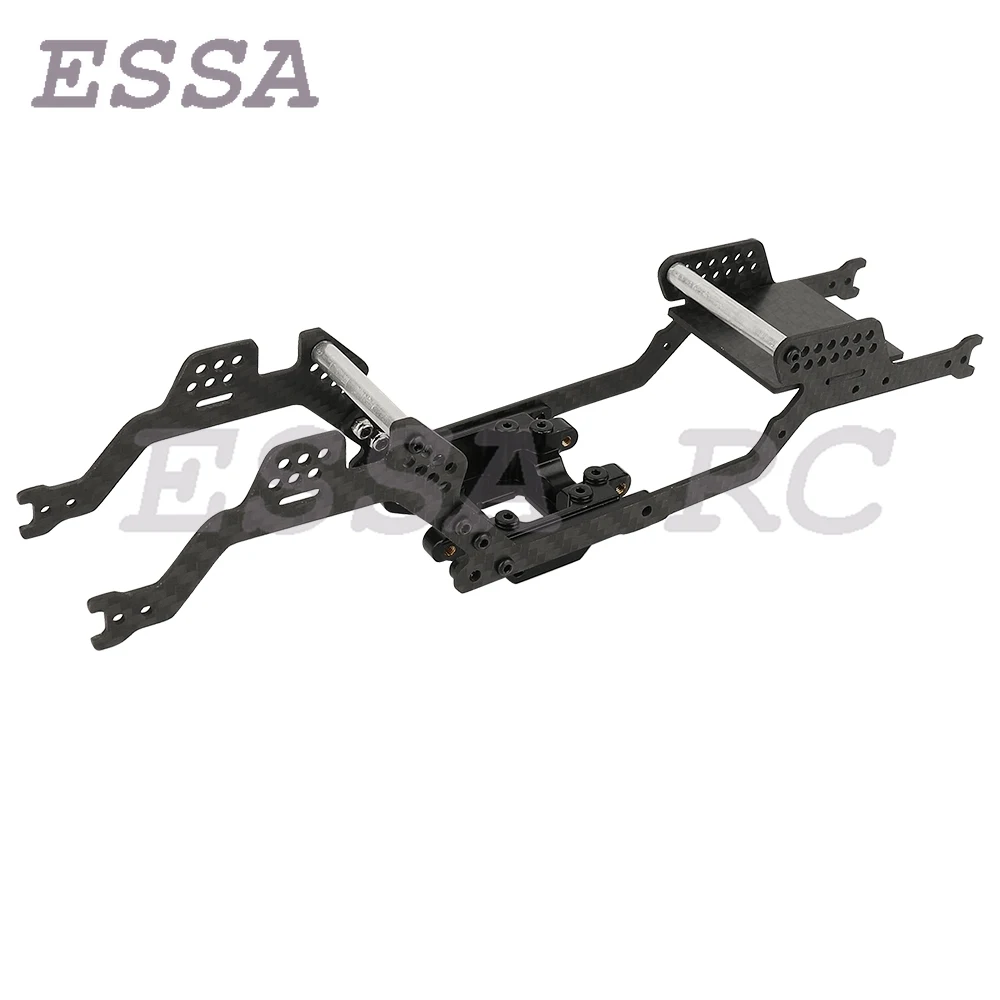 Carbon Fiber Chassis Kit Frame Girder with Brass Skid Plate for 1/18 RC Crawler TRX4M Bronco LCG Upgrade Part