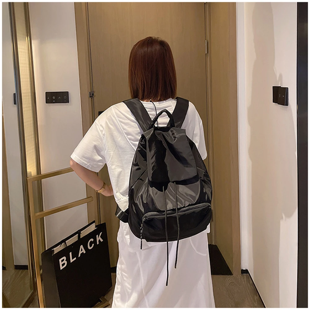 Women\'s Drawstring Backpacks Large Capacity Book Bag Oxford Retro Japanese Harajuku Literature Art Girl Black Rucksack Student