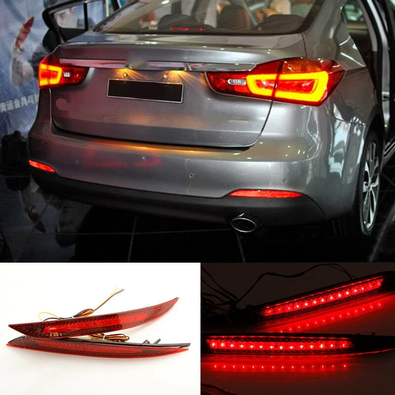 

2PCS Car Red Len Led Rear Bumper Reflector LED Brake Light Tail Fog Lamp For Kia K3 Cerato Forte 2012-2016