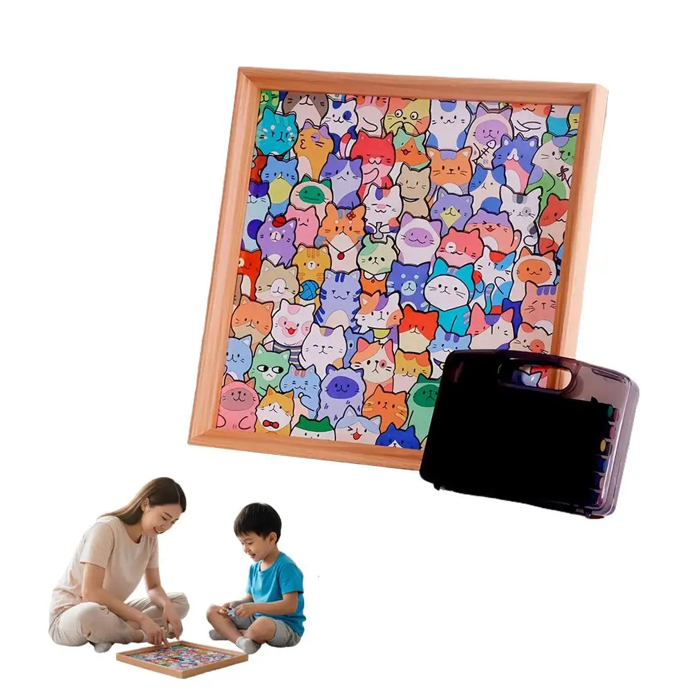 

Cartoon Cute Kitten Wooden Puzzles Toys Hand-painted Puzzle Diy Gift Assembly Toy Christmas T3d4