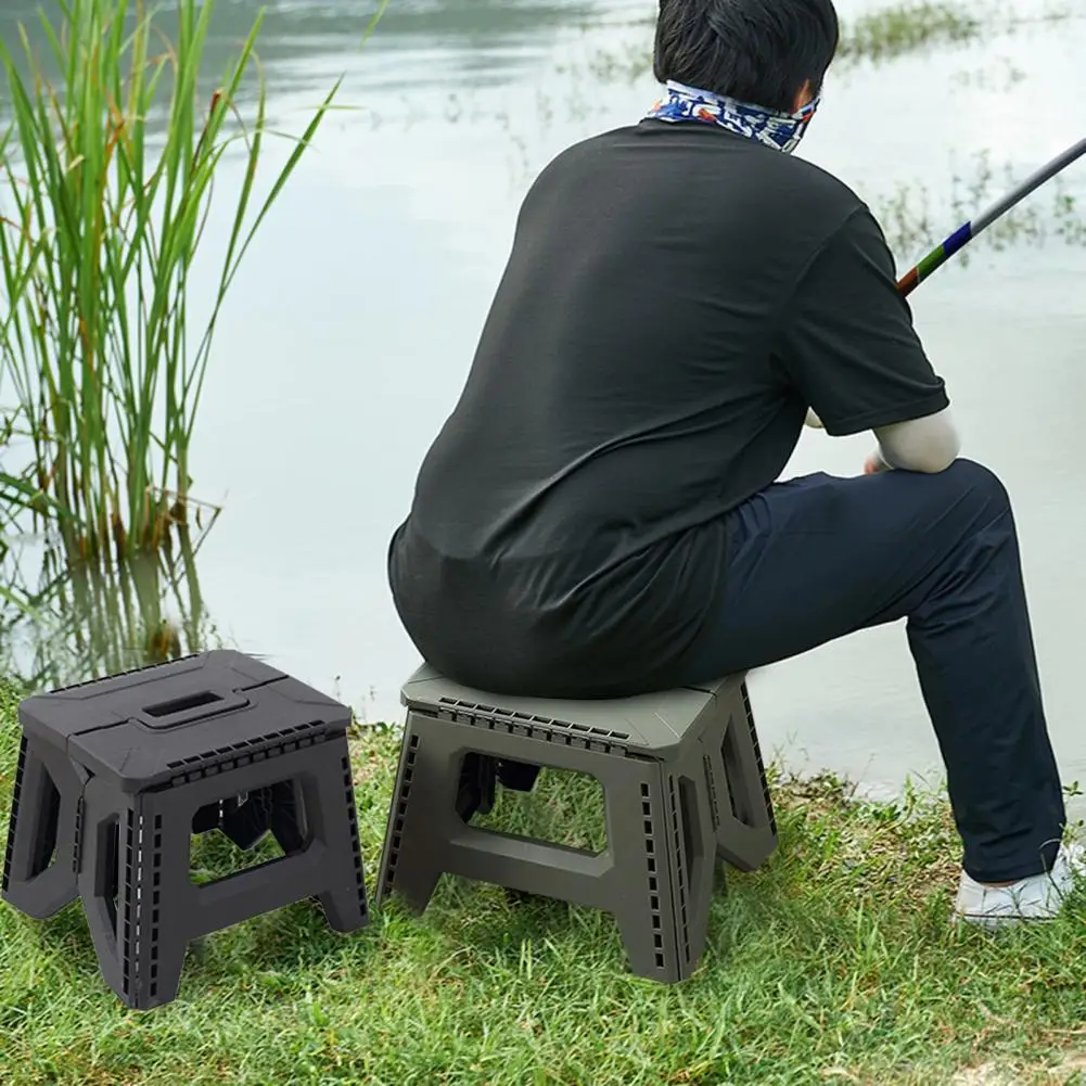 Plastic Folding Stool with Handle Hold 400Lbs Heavy Duty Outdoor Camping Hunting Picnic Fishing Mini Collapsible Chair Seat