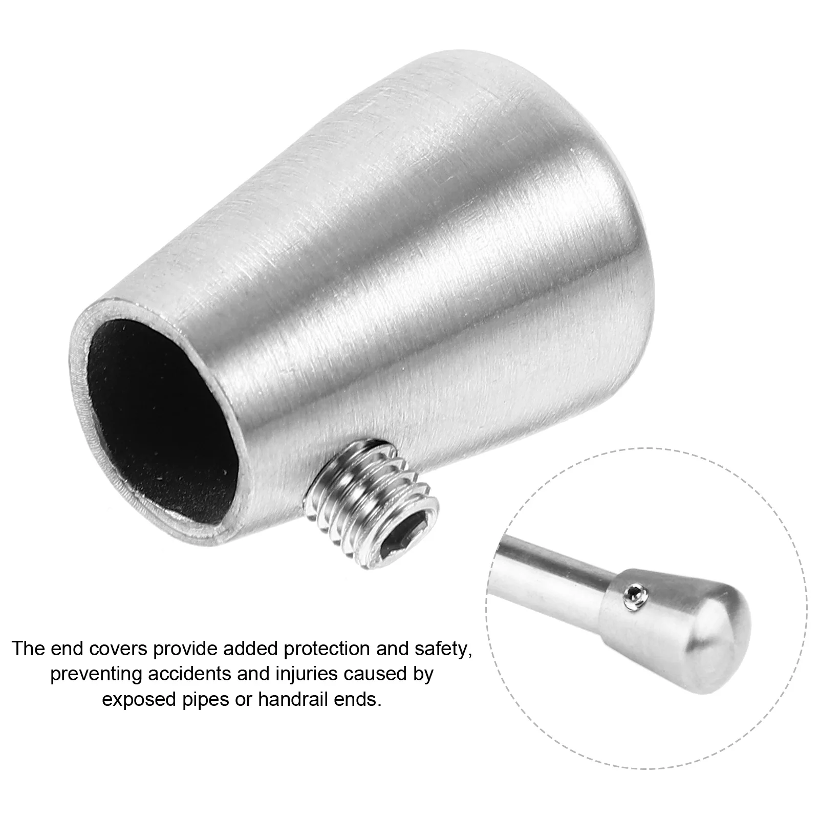 

5pcs Handrail End Caps Stainless Steel Polished Decorative Trim For Wood Metal Tubing Fencing Stair Railings Hardware Plugs