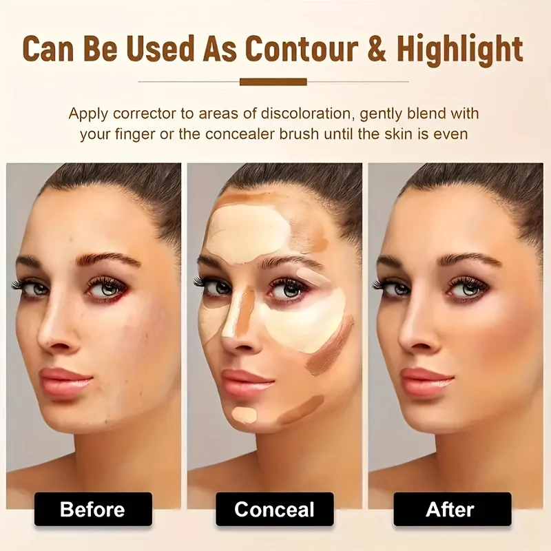 Crema de Maquillaje facial de 8 colores, paleta correctora de contorno, barra de sombra de ojos profesional para cobertura completa, base de larga duración