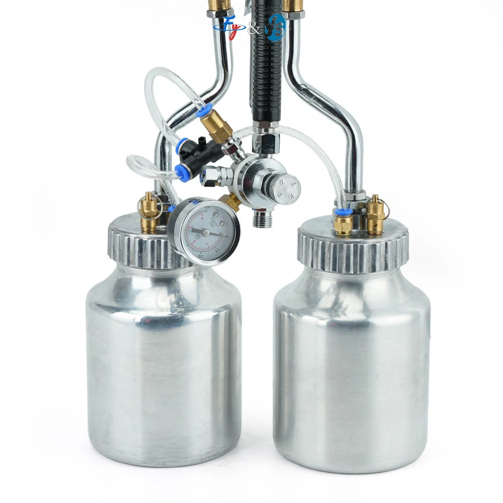 YS HVLP PT-29B doble boquilla 1,3mm PISTOLA DE PULVERIZACIÓN de aire alimentación a presión pintura en aerosol pintura cromada pulverizador de presión neumático de doble cabezal