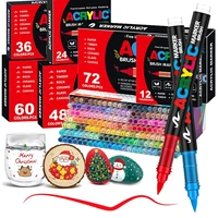 Juego de rotuladores de pintura acrílica de 72 colores, marcadores de pintura con punta de pincel para pintura en roca, lienzo de madera, piedra, regalo de Navidad, manualidades DIY