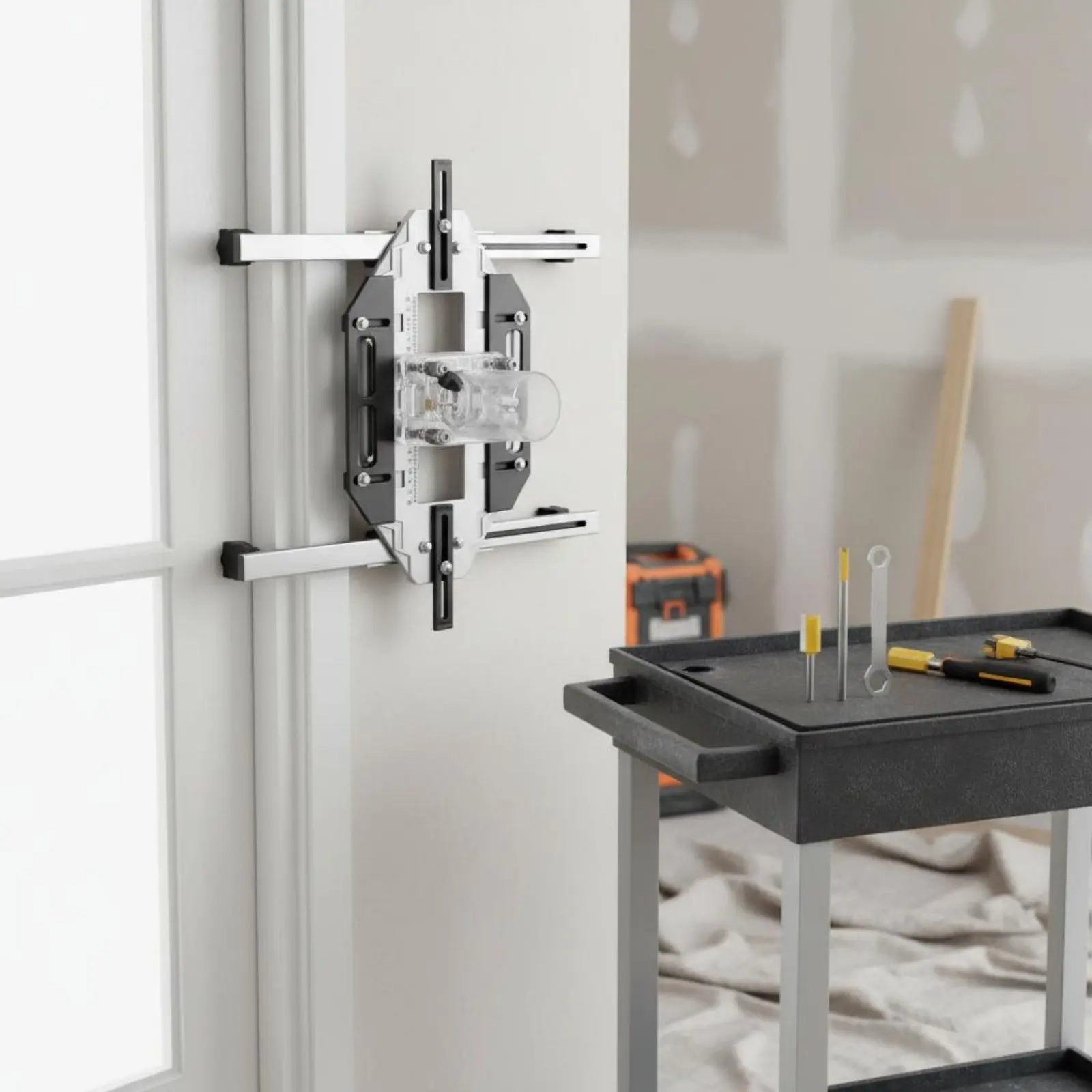 Door Hinge Installation Jig Positioning Adjustment Design Wooden Door Slotting Guide Carpentry Tool Aluminum Alloy Frame