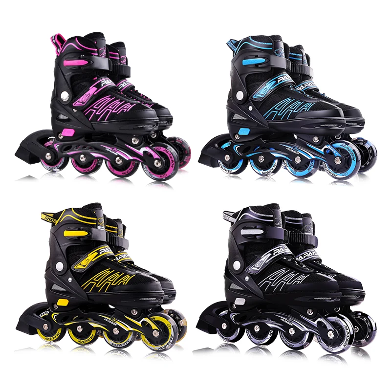 

Hot Sell Kids Child Skate Shoes Adult Adjustable Inline Skating Wheels 76mm Large size Led PU shoes