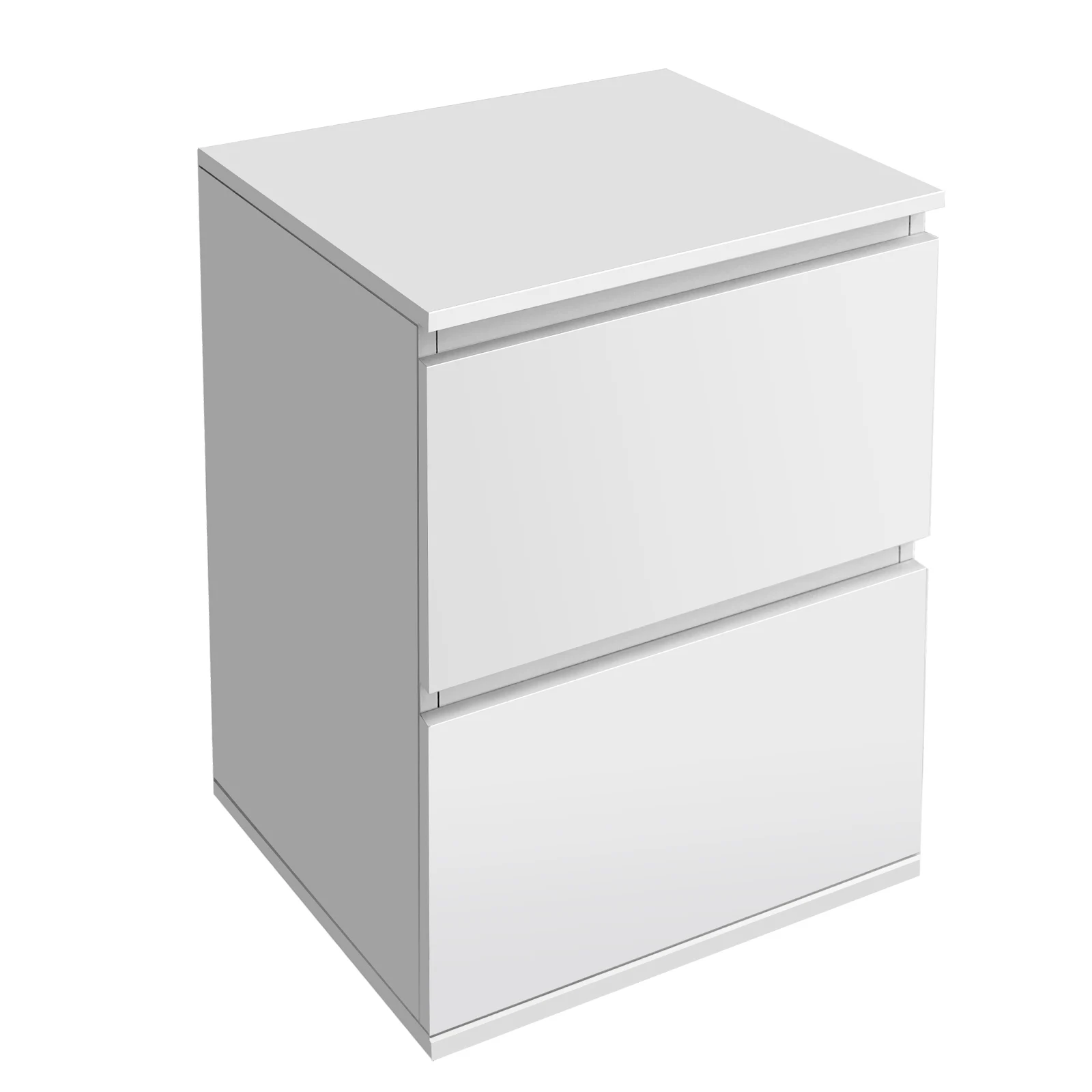 2 Drawer Bedroom Bedside Cabinet without Handle, Wooden MDF Storage Nightstand Side Table, 5.29D x 36W x 47.7H cm