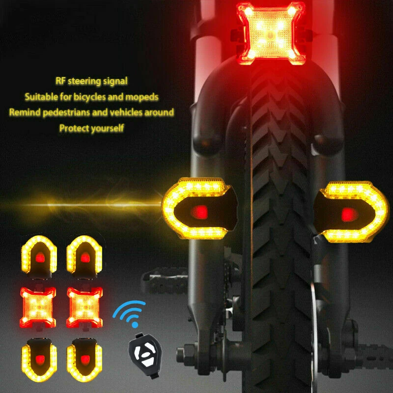 1set Smart Wireless Remote Control Bike Turn Signal Bicycle Front Rear Light Motorbike Scooter Cycling Warning LED Tail Lamp