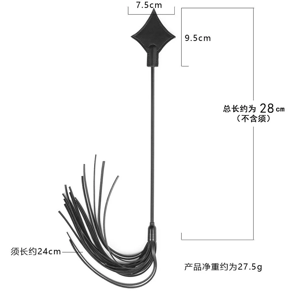 28cm PU skórzane wiosło, Poker kształt wzoru Cosplay frędzle krótki bicz do jazdy konnej PU skórzany bicz, punkowy nietoperz HorseWhip