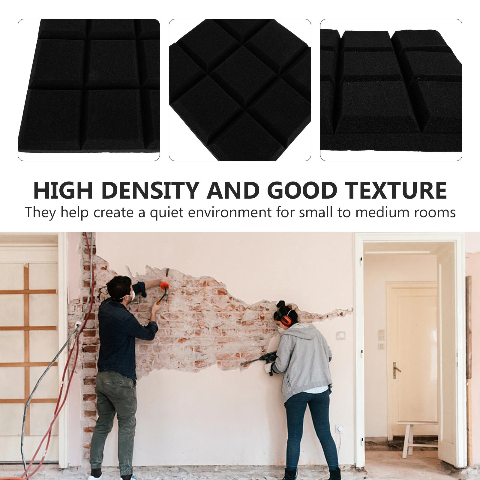 

4 Pcs Sound Insulation Cotton Acoustic Panels Studio KTV Drum Chamber Indoors Thick Dense Uniform Absorption Noise Reduction