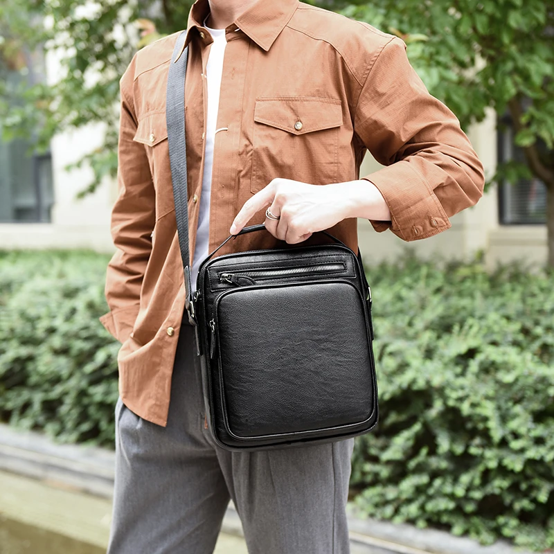 New Brand Genuine Leather Man Messenger Shoulder Bags Business Small Crossbody For Male Men\'s Casual Tote Handbag