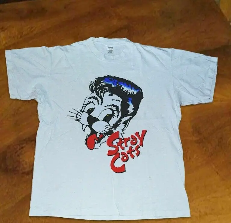 

Stray Cats T Shirt 90s TOUR Concert 1998, remake shirt, white shirt TE5448