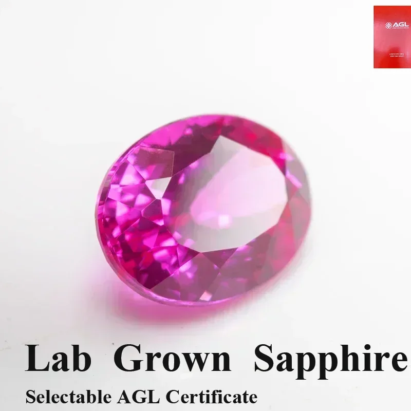 

Ярко-розовый цвет, выращенный в лаборатории сапфир овальной формы, подвески, драгоценный камень, основные материалы «сделай сам», с сертификатом