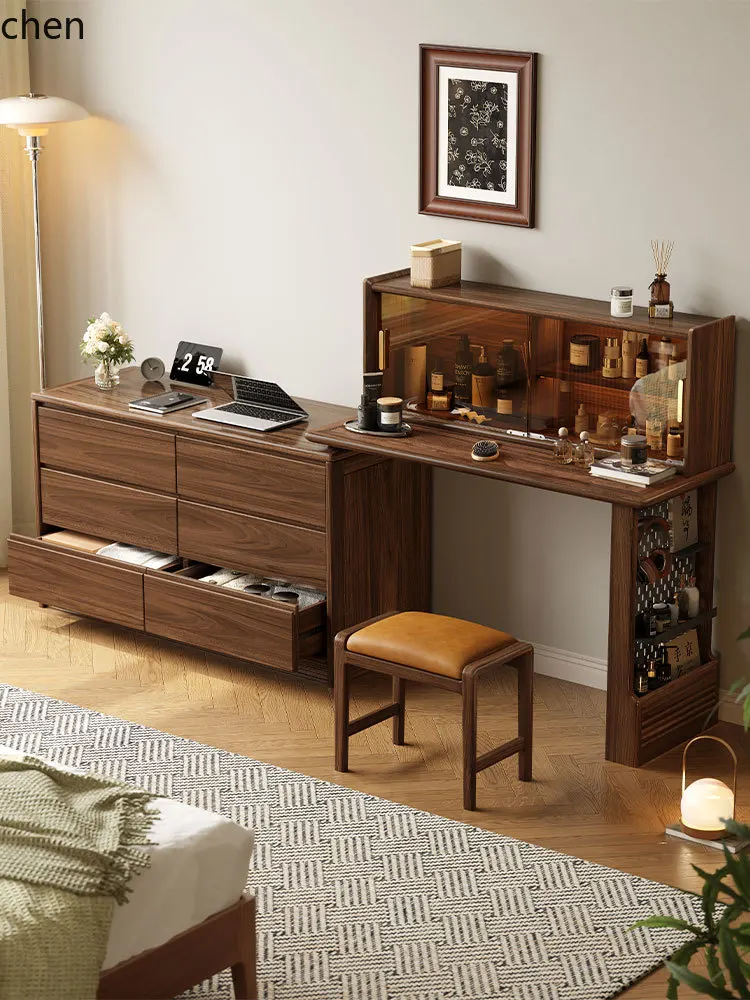 

HXL solid wood dresser, bedroom makeup table, bedside chest dresser integrated