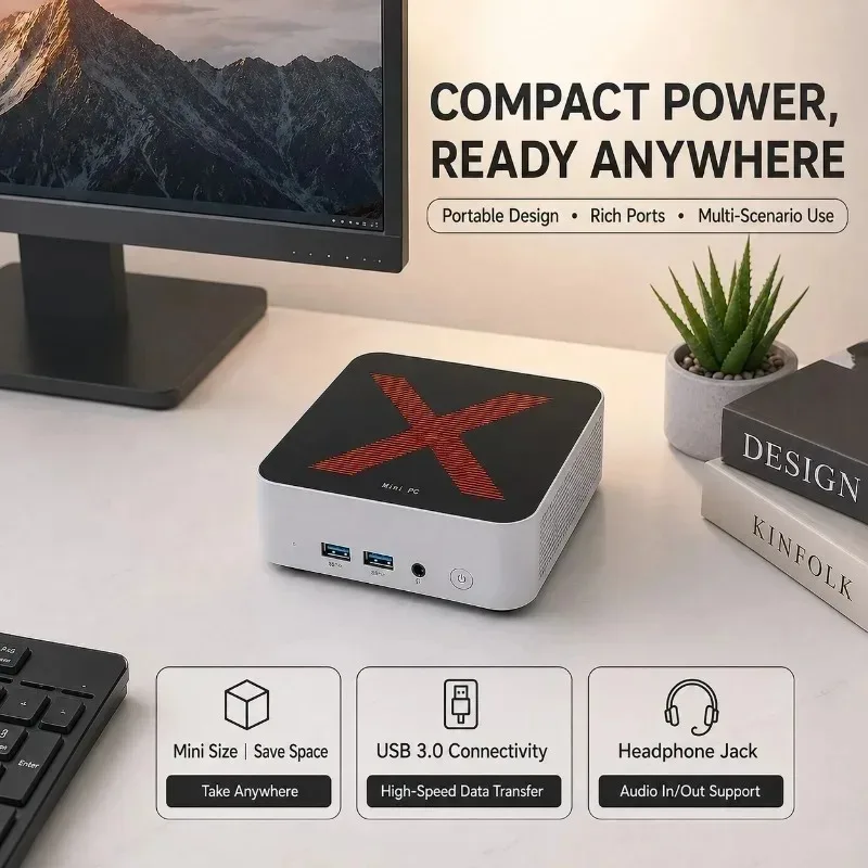 2026 Portable Mini PC Intel i9-8950HK, 16GB RAM, 1TB/2TB SSD, 4K HD Gaming, Small Desktop for Home, Office and Entertainment.