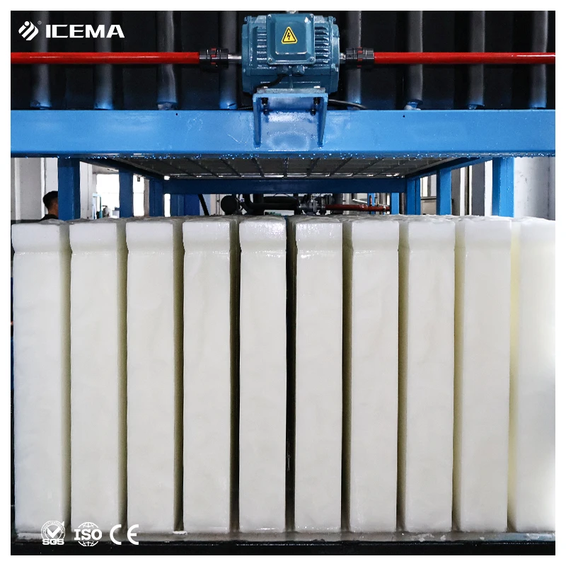 ICEMA 1T Small Scale Industrial Ice Production Plant 5KG-100KG Block Ice Maker with 110V Motor and PLC 100KG Making Machine