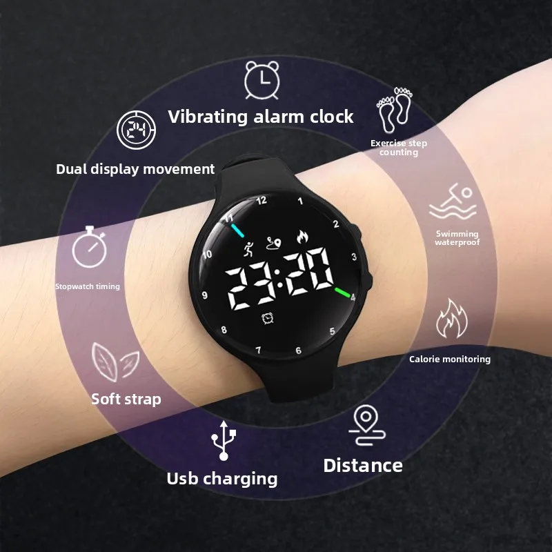Men Sports Waterproof Smart Watch 2026 New Multifunctional Fitness Tracker Step Counter Silent Vibration Alarm Simple