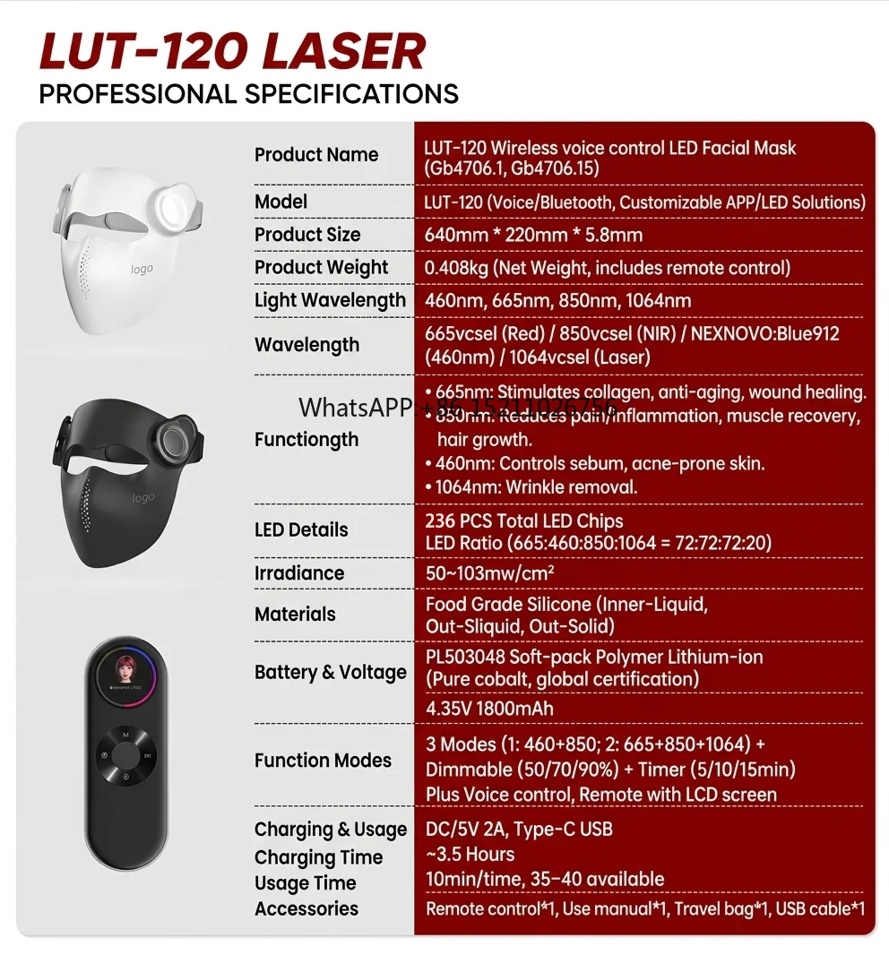 236 LEDs VCSEL  Face Mask 665n - Led Light Therapy Face Mask recension och pris